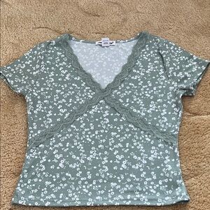 Charlotte Russe Sage Floral Lace Top